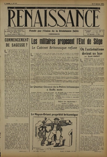 La Nouvelle Renaissance  N°87 (10 janv. 1947)